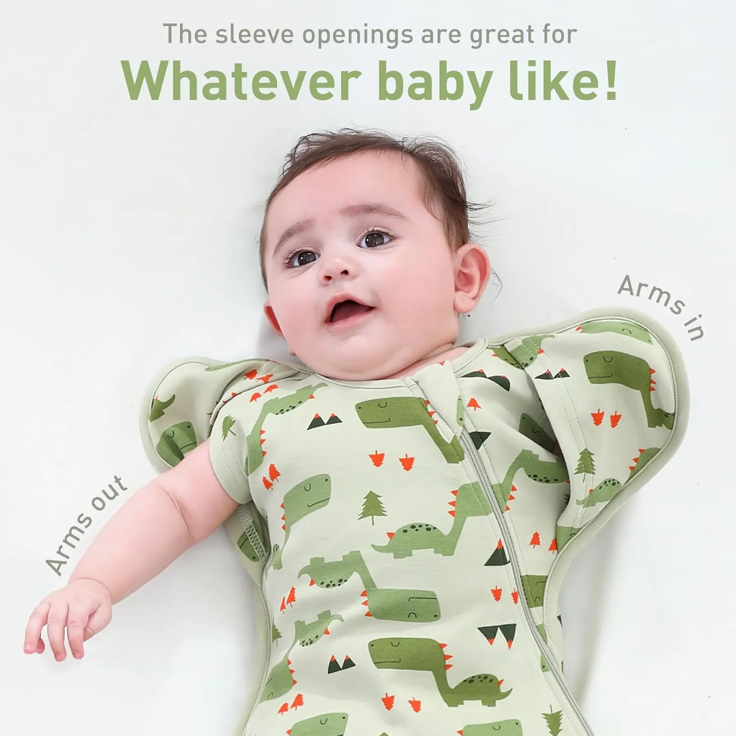 Swaddle Blanket Sleep Sack with Arms Up Design 2 Packs, Hands Up Sleeping Sack 3-Way Transitions to Arms-Free Wearable Sleeping Bag for Newborn Baby Boys Girls Snug Fit Calms Startle Reflex