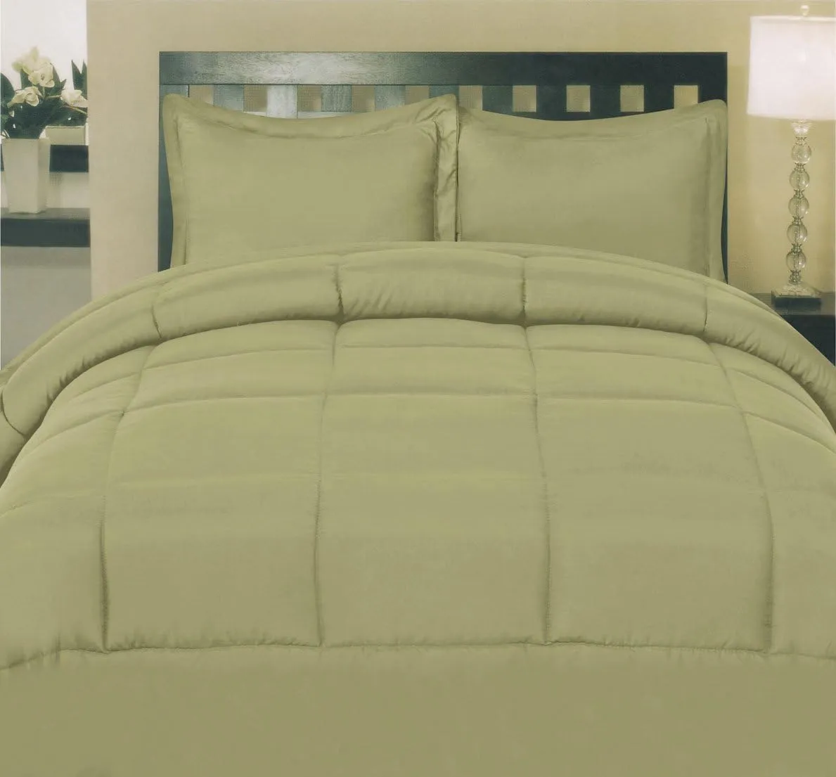 Sweet Home Collection Luxury 5 Piece Bed-in-A-Bag Solid Color Comforter and Sheet Set, Queen, Sage