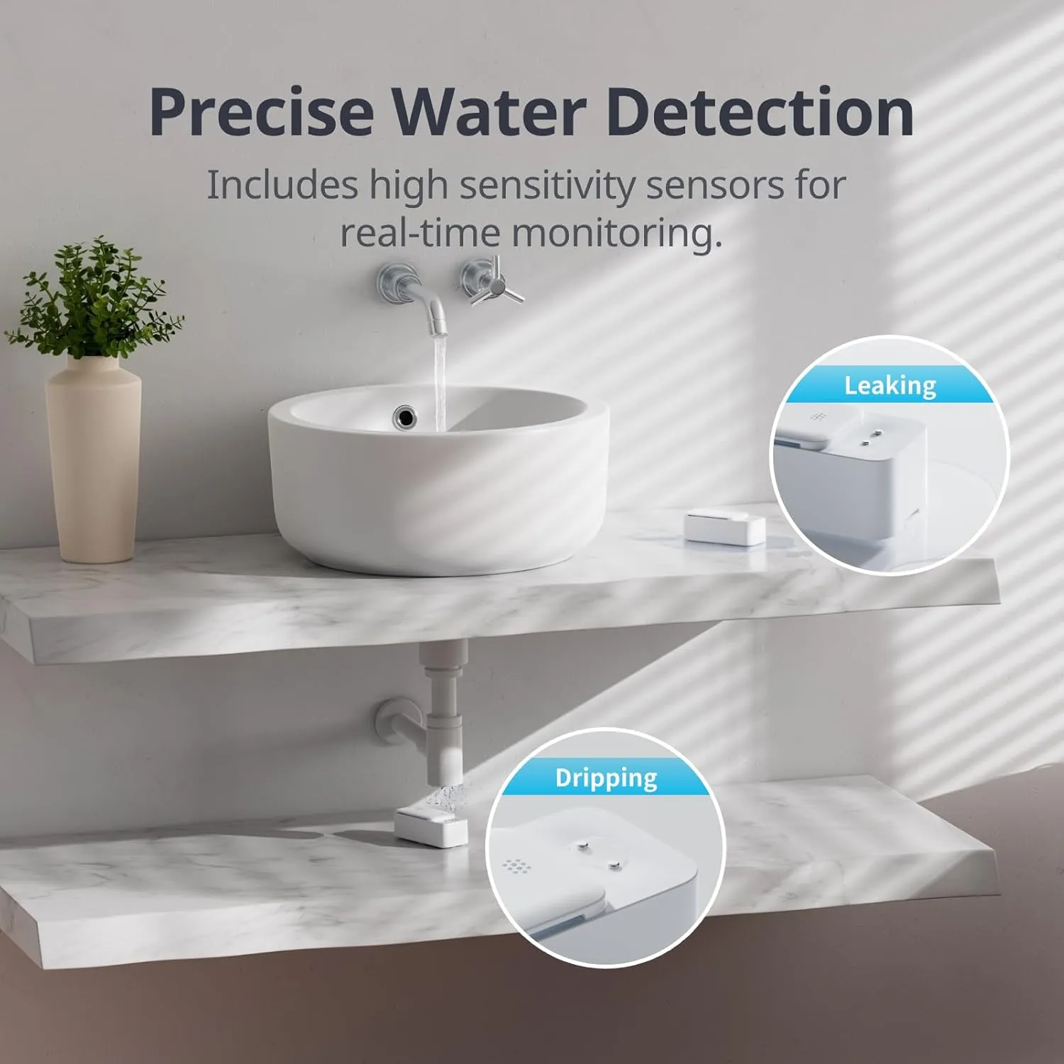 SwitchBot WiFi Water Sensor, Smart Water Leak Detector, 100dB Adjustable Alerts & App Alerts, IP67 Waterproof, Wireless Detector for Kitchen, Bathroom, Basement, No Hub Required (Support 2.4G) (3)