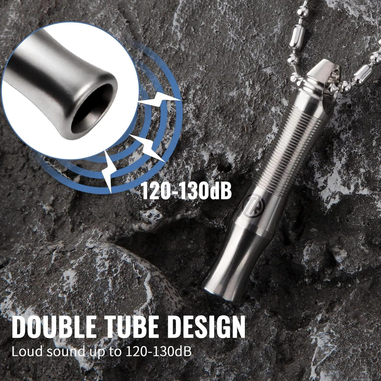 TACRAY Titanium Whistle – Ultra-Loud 120  dB, CNC Machined, Lightweight & Durable – Perfect for Emergency Survival, Hiking, Camping, and Outdoor Safety – Includes Stainless Steel Chain