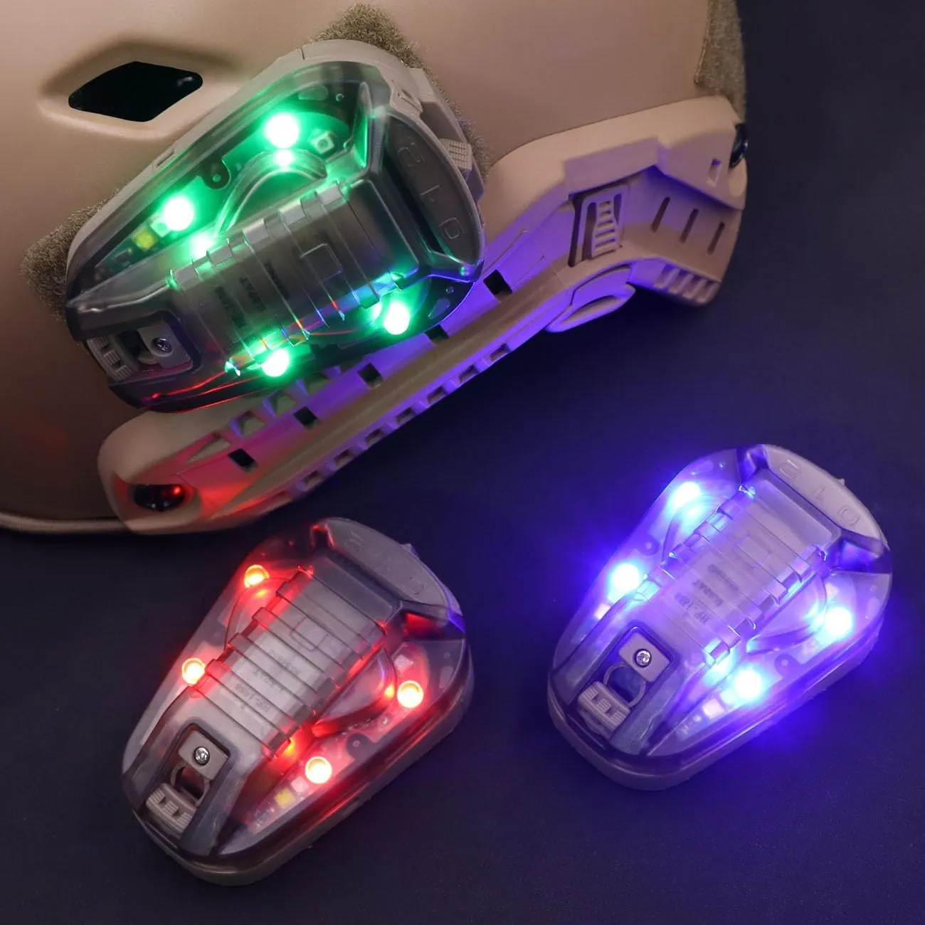 Tactical IR Strobe Helmet Light Military Identification Light with Visible LED   White Strobe Survival Signal Light (Tan-Green)