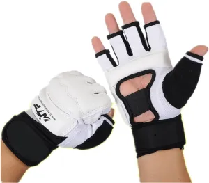 Taekwondo Gloves WTF Training Martial Arts Boxing Sparring TKD Punch Bag Mitts MMA Grappling Karate Fighting Gym Gear PU Leather Wrist Wraps Gloves for Men Women Kids (X-Small, White)
