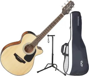 Takamine GF30CE-NAT FXC Cutaway Natural Acoustic Electric Guitar with Gig Bag an