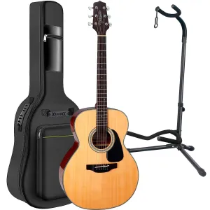Takamine GN30 NEX Acoustic Guitar, Natural, Guitar Bag, Gleam Guitar Stand Bundle, Black