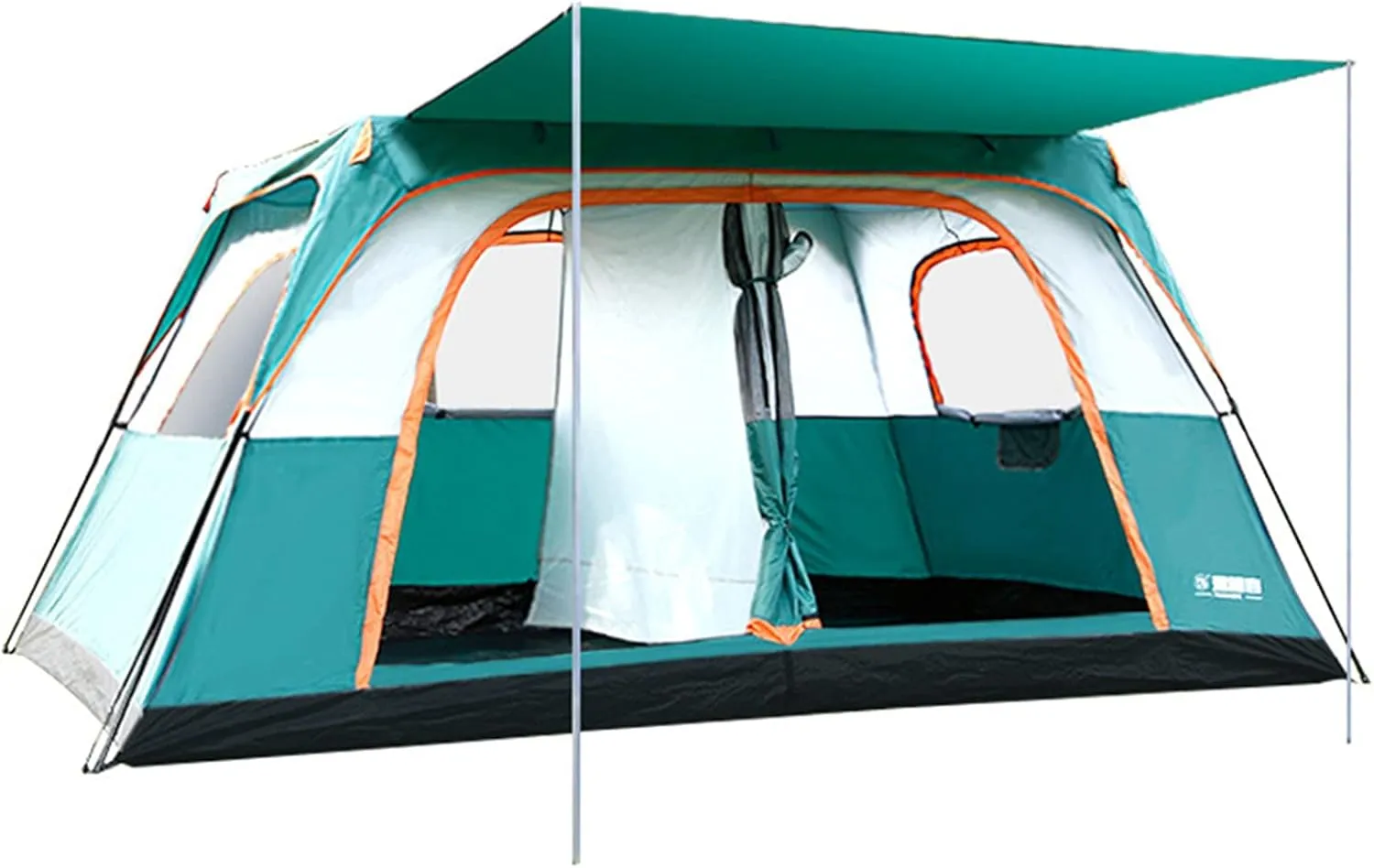 Tarpaulin Shade Cloth Rainproof Cloth Tent Fully Automatic Waterproof Camping 5-8 People Two Rooms Family Tent Backpack Tent Easy to Install and Package (Color : Blue, Size : Large)