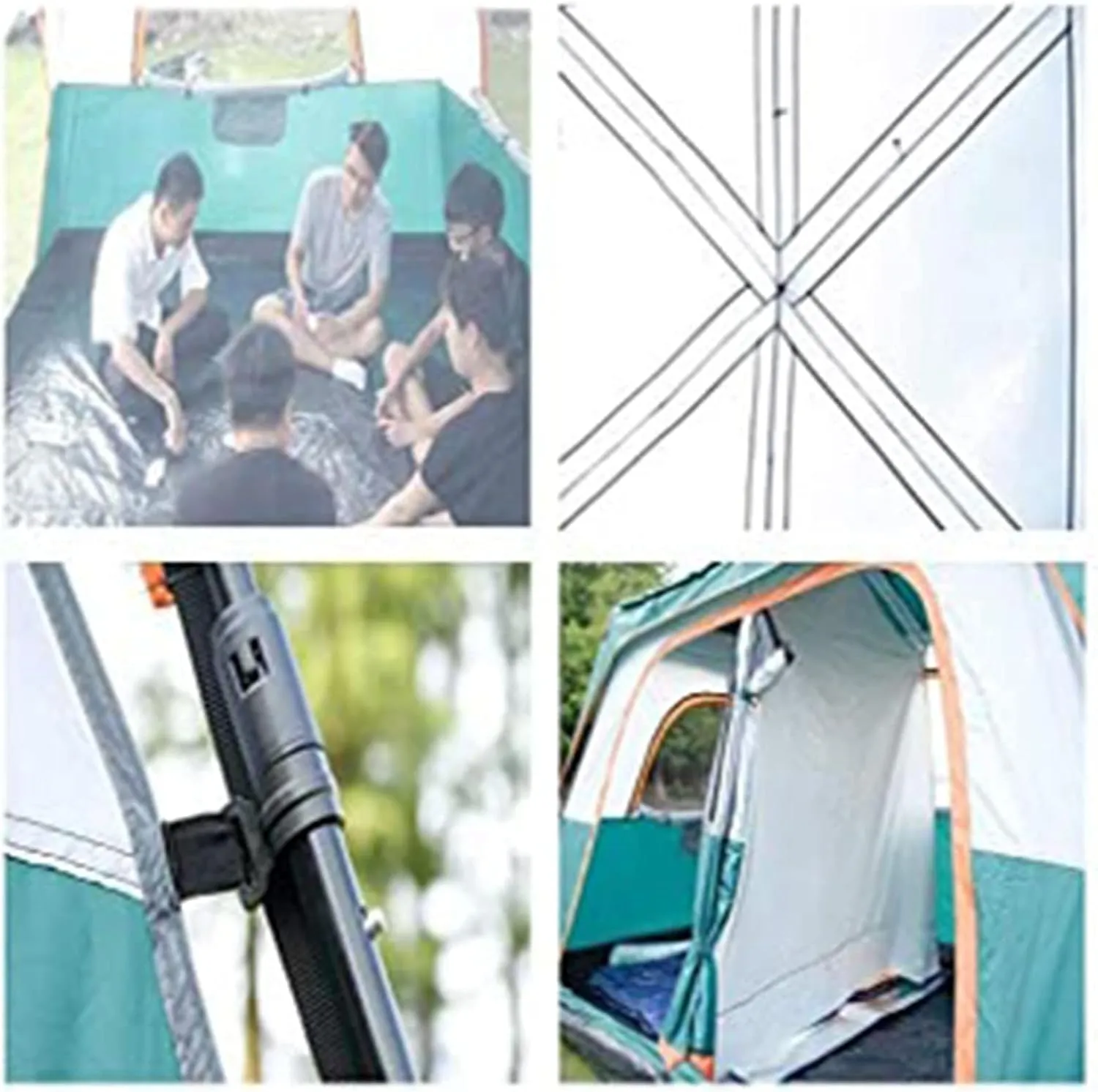 Tarpaulin Shade Cloth Rainproof Cloth Tent Fully Automatic Waterproof Camping 5-8 People Two Rooms Family Tent Backpack Tent Easy to Install and Package (Color : Blue, Size : Large)