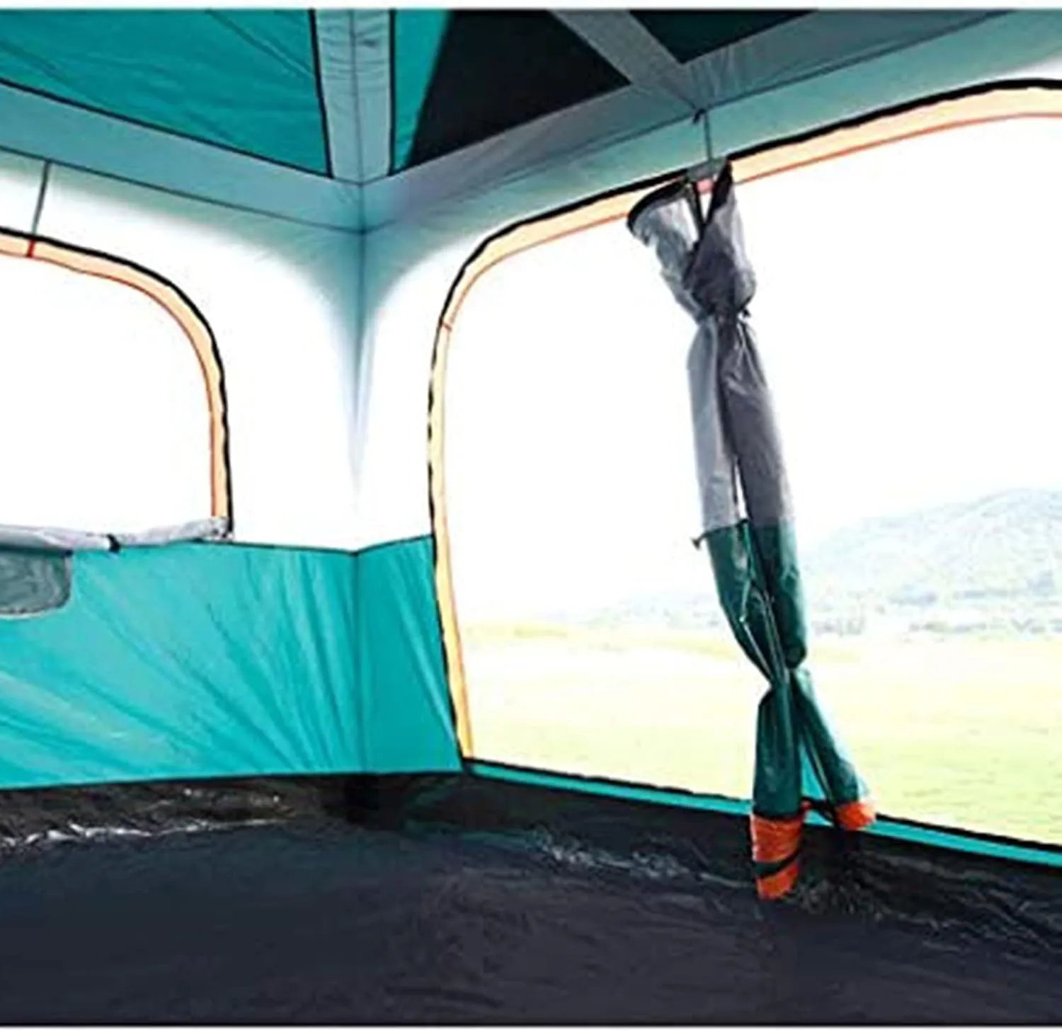 Tarpaulin Shade Cloth Rainproof Cloth Tent Fully Automatic Waterproof Camping 5-8 People Two Rooms Family Tent Backpack Tent Easy to Install and Package (Color : Blue, Size : Large)