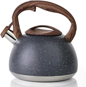 Tea Kettle - VONIKI 2.5 Qt Whistling Tea Kettle Stainless Steel Tea Pots for Stove Top Stylish Kettle With Anti-slip Handle Whistle Folding Water Kettle Stovetop Tea Pot for Boiling Water Gift Grey