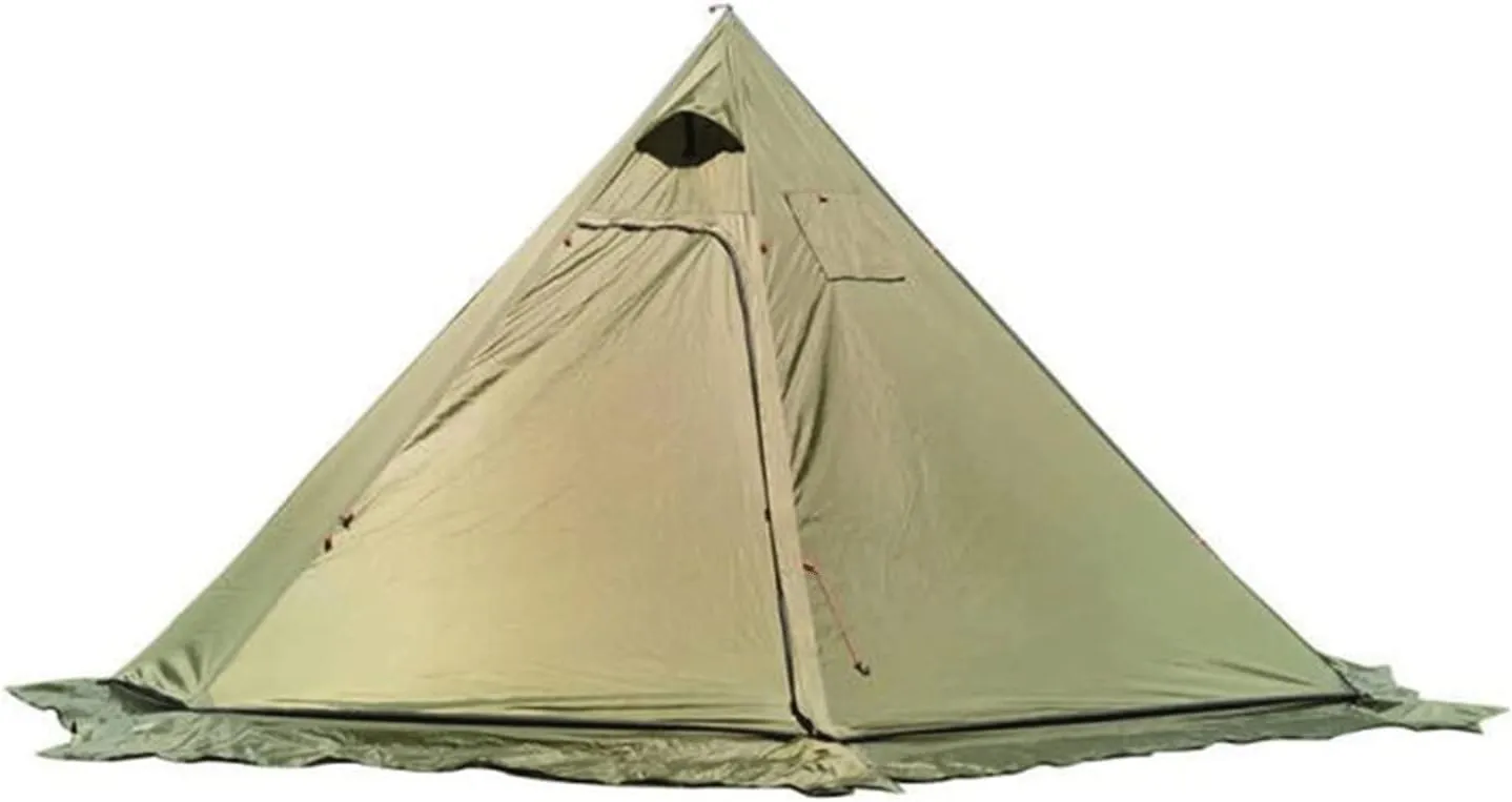Tent Jungle Craft Pyramid Tent Chimney Ripstop Plaid Camping Backpack Tent Height 220cm Outdoor Winter Tent (Color : Green320*160cm) (Green400*220cm One Size)
