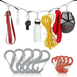 Tent Organizer Line Kit - 5ft Camping Clothesline Tent Gear Line and Camp Hanging Hooks for Camp Site Storage