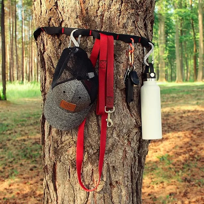 Tent Organizer Line Kit - 5ft Camping Clothesline Tent Gear Line and Camp Hanging Hooks for Camp Site Storage