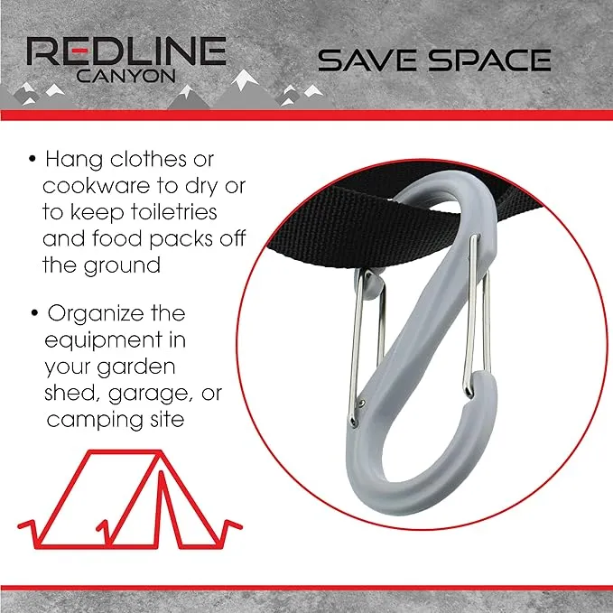 Tent Organizer Line Kit - 5ft Camping Clothesline Tent Gear Line and Camp Hanging Hooks for Camp Site Storage