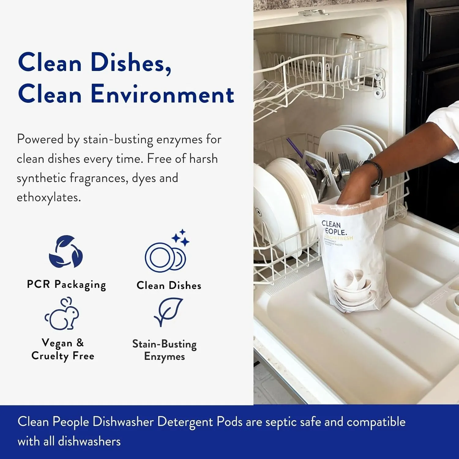 The Clean People Dishwasher Detergent Pods | Cuts Grease and Rinses Sparkling Clean | Residue-Free | Lemon, 120 Pack