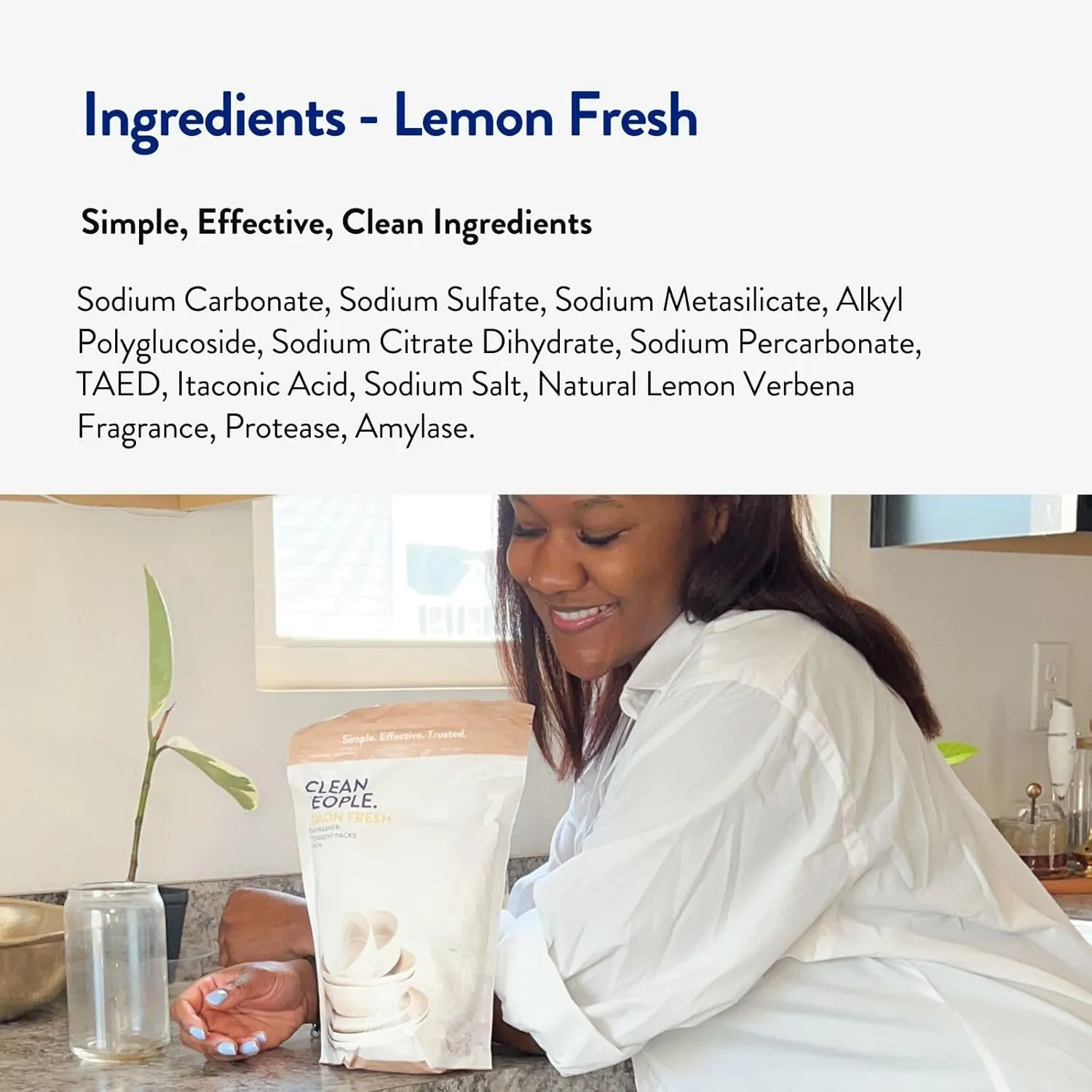 The Clean People Dishwasher Detergent Pods | Cuts Grease and Rinses Sparkling Clean | Residue-Free | Lemon, 120 Pack