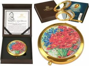 The Poppies Design Round Pocket Mirror - Travel Purse Compact Cosmetic Mirror. Portable Folding Mirror for Office, Home, Travel - 2.75 Inch
