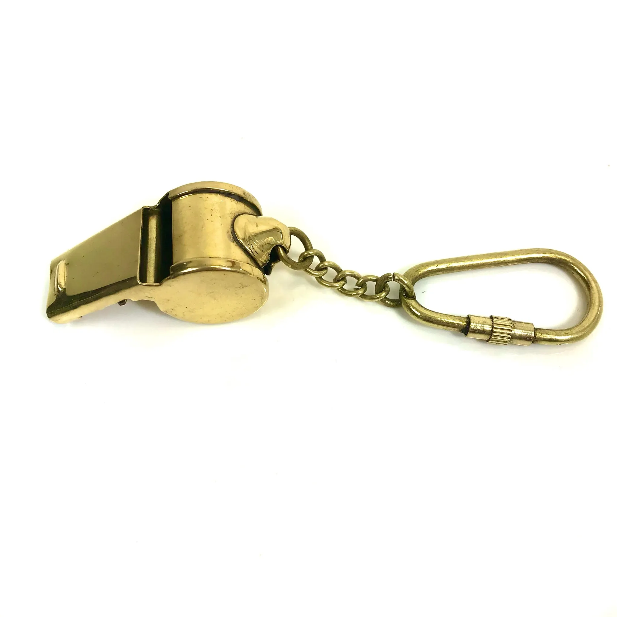 The Ventiano Brass Keychain Referee Whistle with Brass Carabiner Clip