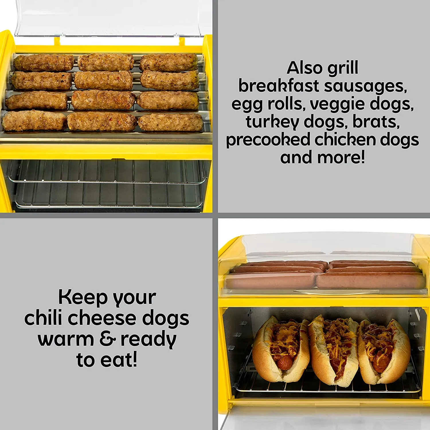 This extra large hot dog griller oven will toast your buns in no time