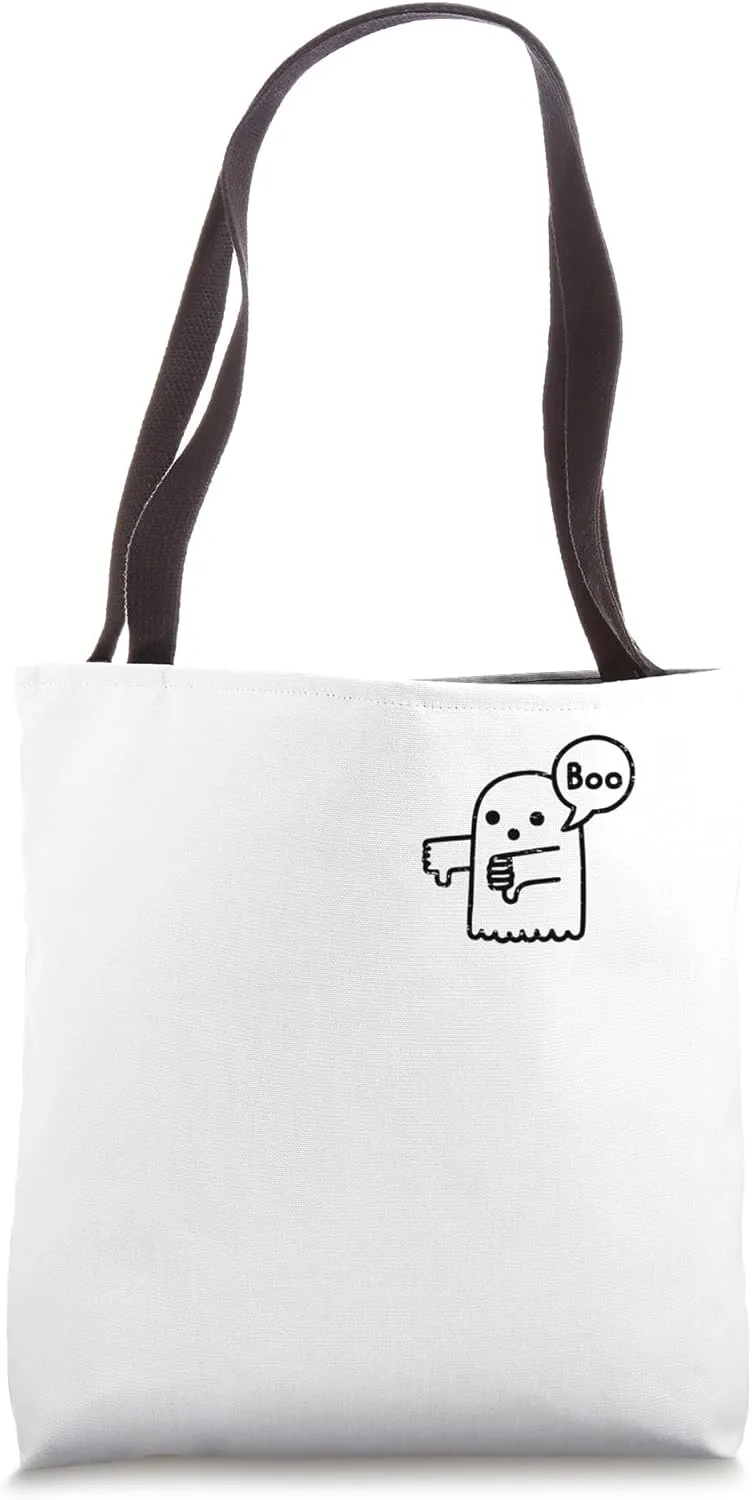 Thumbs Down Ghost Screaming Boo Disapproval Ghost Halloween Tote Bag