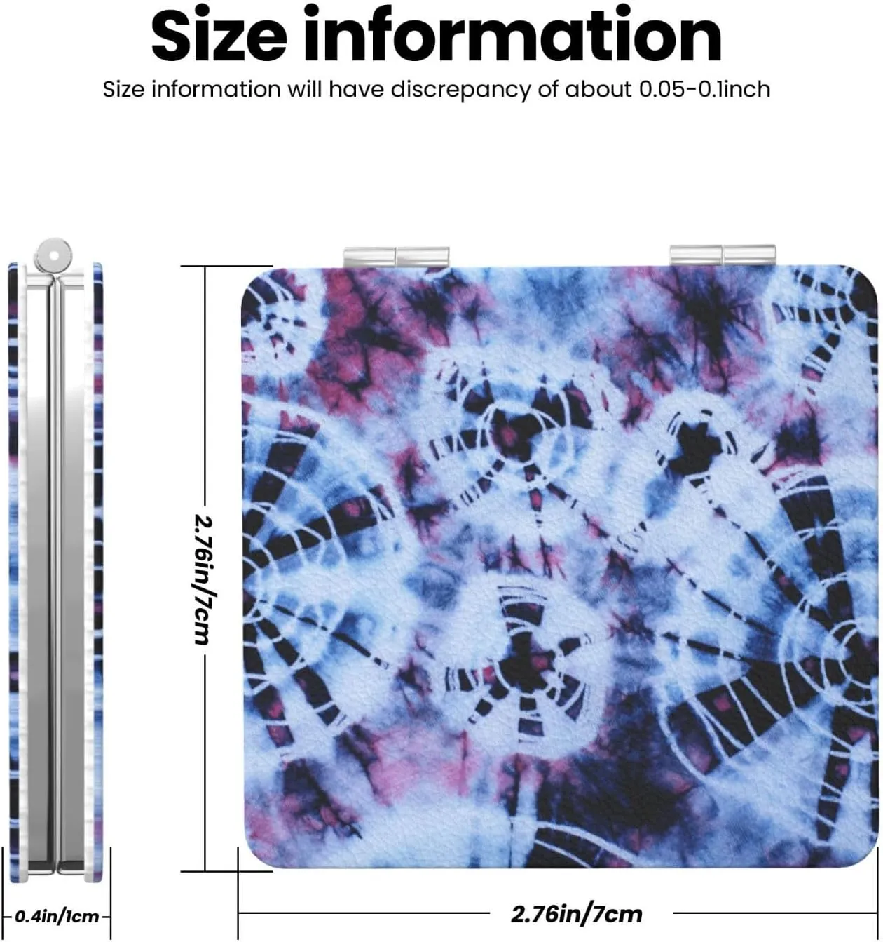 Tie Dye Abstract Swirl Women Small Makeup Mirror Compact Handheld Cosmetic Mirror for Purse Pocket