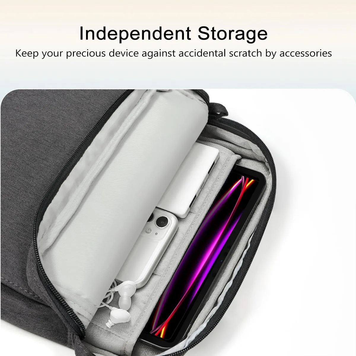 TiMOVO 13 Inch Tablet Sleeve Handbag with Shoulder Strap for iPad Air 13" M3 2025, iPad Pro 13", iPad Pro 12.9", Galaxy Tab S9 /S9 Plus/S10 /S10 Plus/S9 FE /S9 FE Plus 12.4", Black & Gray