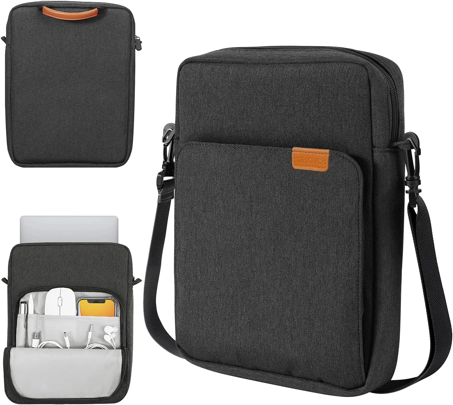 TiMOVO 9-11 Inch Tablet Sleeve Bag with Shoulder Strap for iPad 10th Gen. 10.9", iPad 9th/8th/7th Gen. 10.2", iPad Air 11/Air 5th/4th Gen. 10.9",Galaxy Tab A9 /A9 Plus 11", Black & Grey