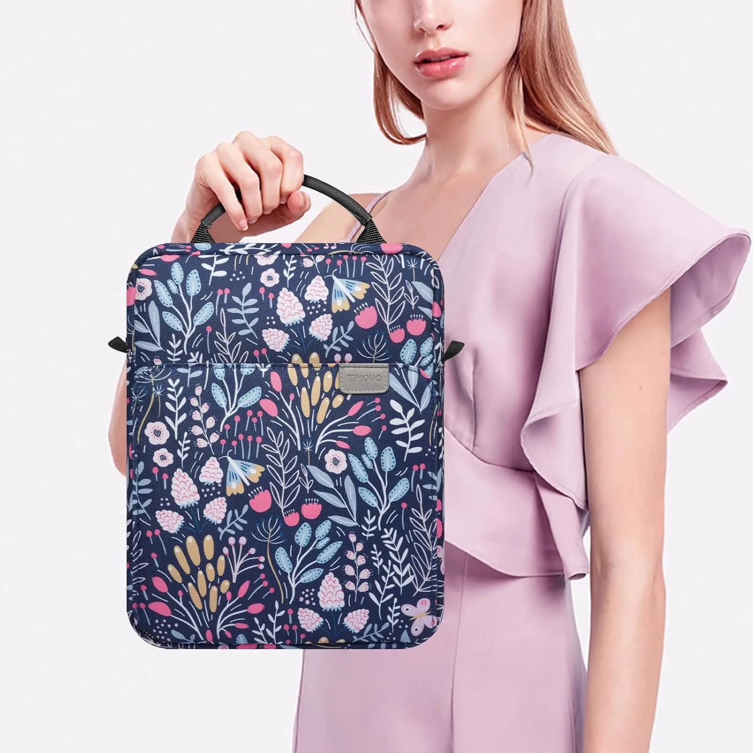 TiMOVO 9-11 Inch Tablet Sleeve Bag with Shoulder Strap for iPad 11-inch A16 2025, iPad 10th Gen. 10.9", iPad 10.2", iPad Air 11 Inch/5th/4th Gen. 10.9", Galaxy Tab A9 Plus 11", Colorful Flower