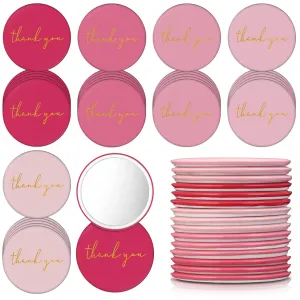 Tioncy 30 Pcs CNA Week Thank You Compact Mirrors Appreciation Gifts Bulk for Women Mini Purse Pocket Mirrors Thank You Gifts for Nurse Staff Teacher Graduate(Pink Series)