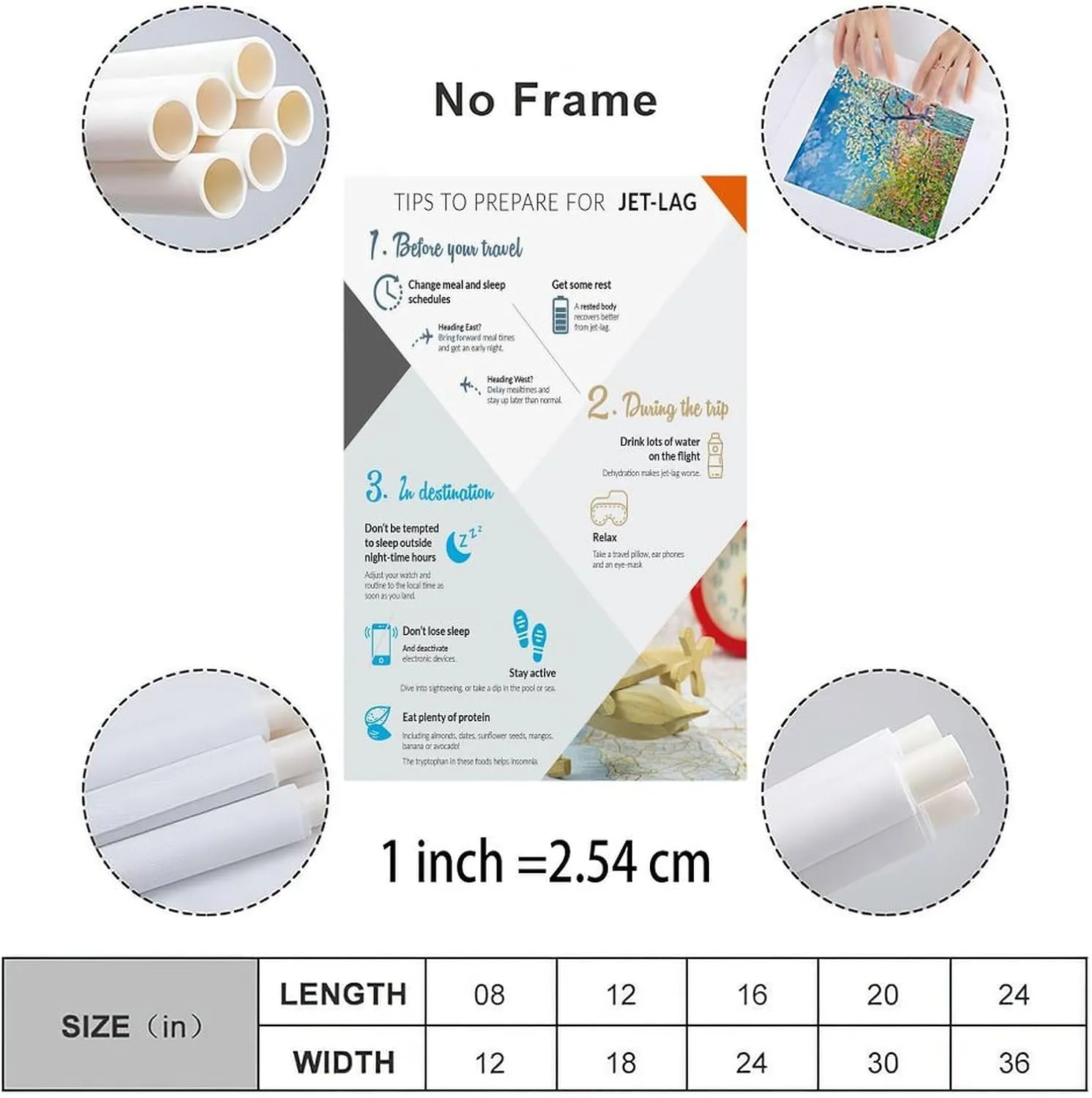 Tips To Prepare For Jet-Lag Guide Information Arts Poster Canvas Painting Posters And Prints Wall Art for Living Room Bedroom Decor 24x36inch(60x90cm) Unframe-style