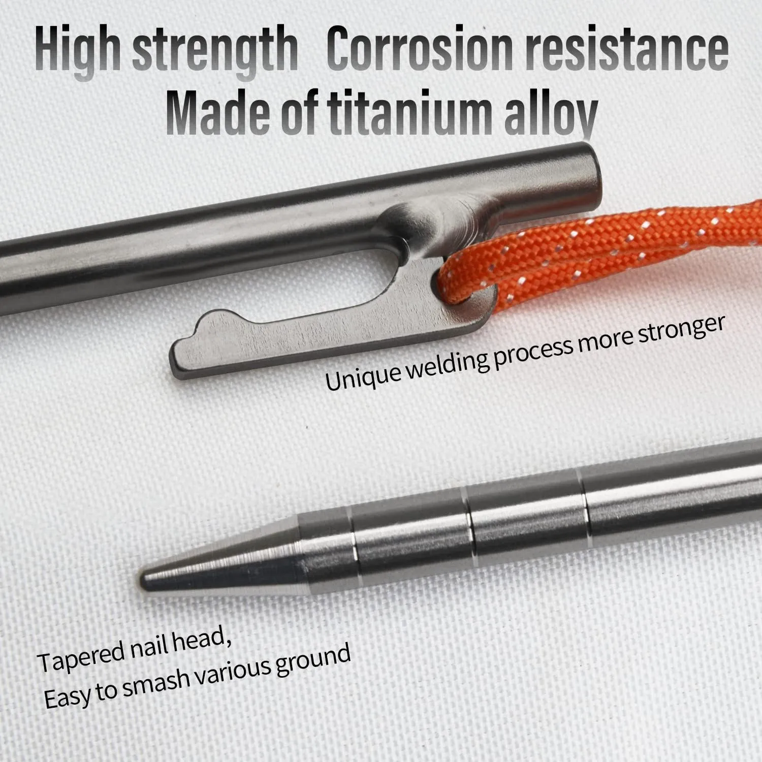 TiTo Titanium Tent Pegs Stakes Lightweight Snowfield Grassland Heavy Duty Tent Nails for Outdoor Camping Hiking and Plant Support Garden Stakes 4pcs/6pcs (8×300mm-4pcs)