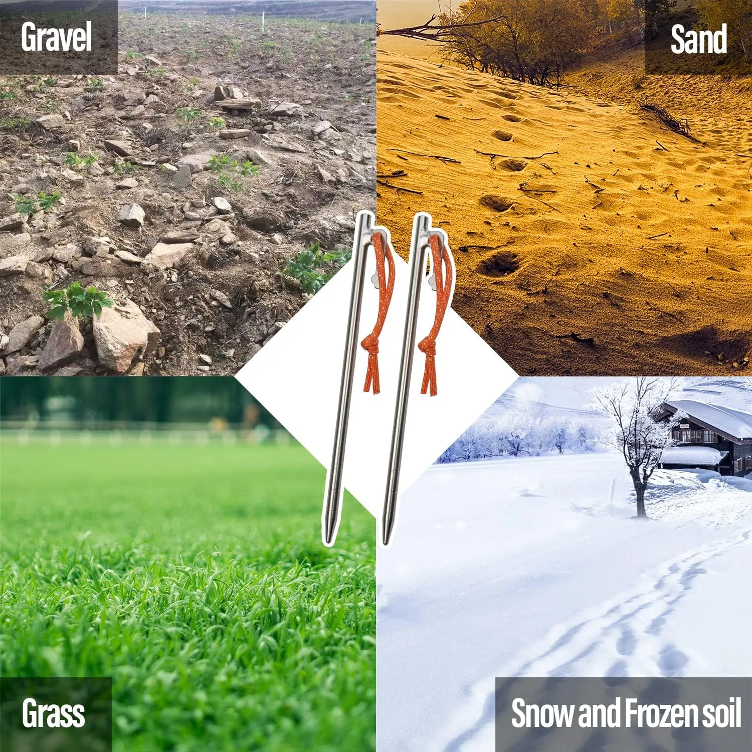 TiTo Titanium Tent Pegs Stakes Lightweight Snowfield Grassland Heavy Duty Tent Nails for Outdoor Camping Hiking and Plant Support Garden Stakes 4pcs/6pcs (8×300mm-4pcs)
