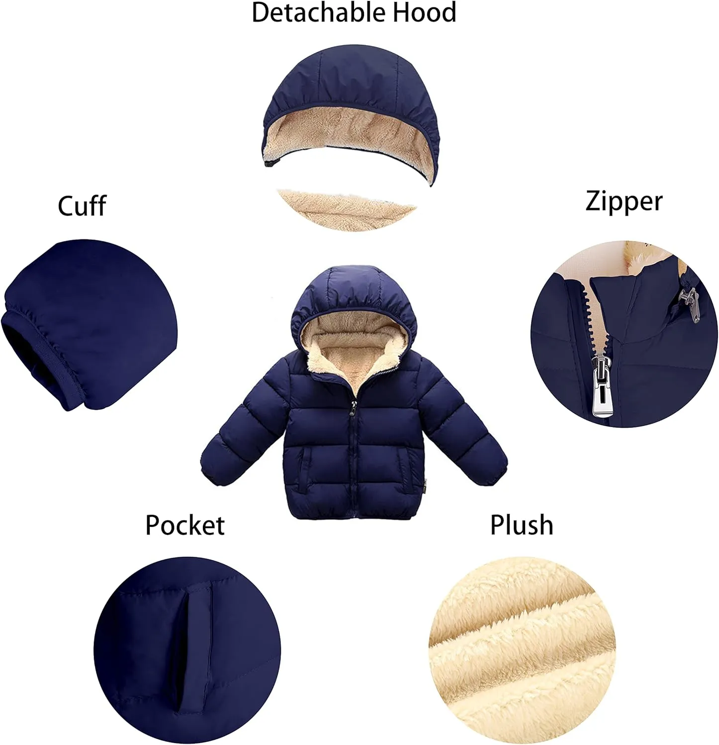 Toddler Baby Hooded Down Jacket Boys Girls Kids Thicken Warm Winter Coat Outerwear 1-7t