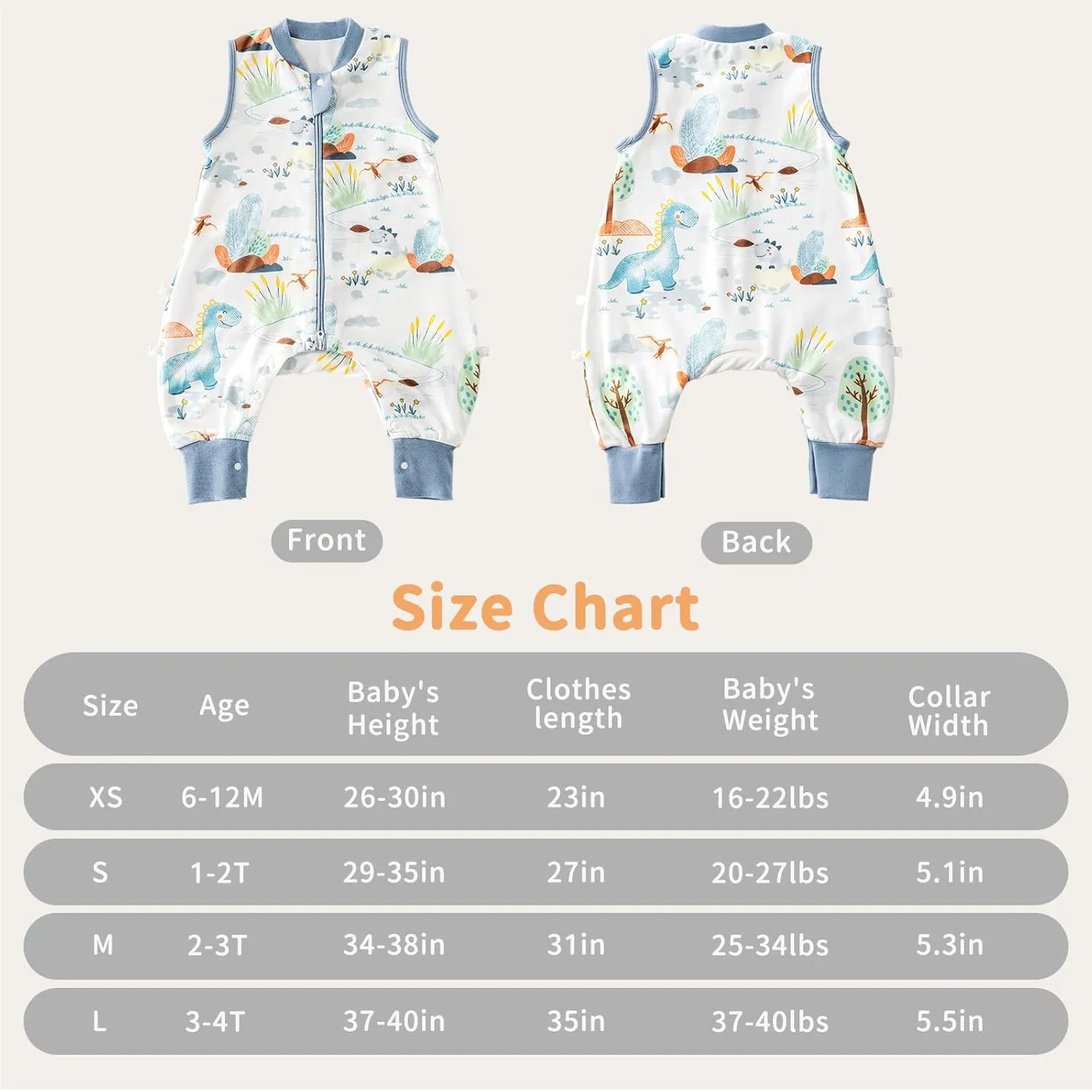 Toddler Sleep Sack with Feet 1t-2t, 1.0 TOG Thermostatic Infant Sleeping Sack with Legs, Soft Cotton Baby Wearable Blanket, 2-Way Zipper Baby Sleep Bag Walker for All Season