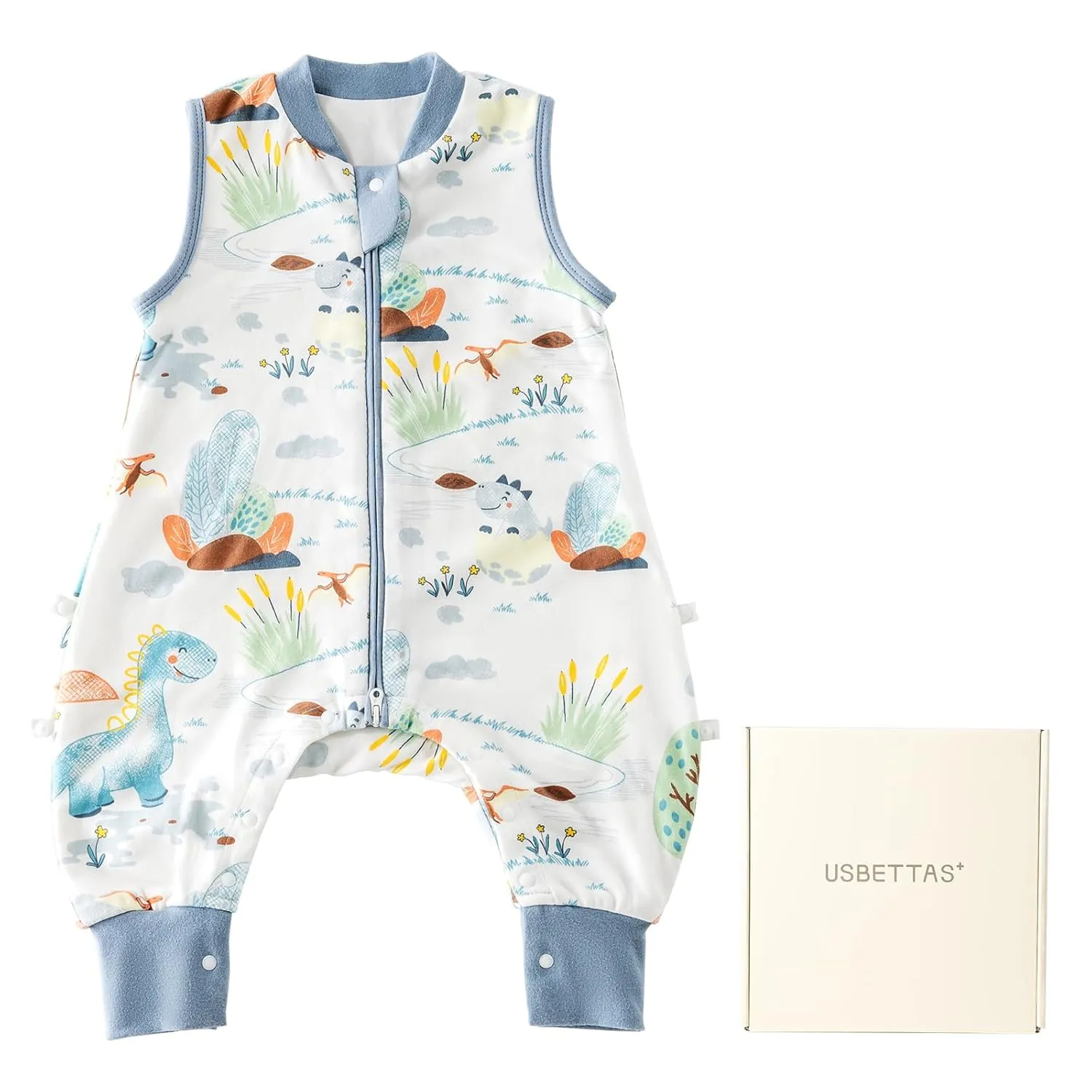 Toddler Sleep Sack with Feet 1t-2t, 1.0 TOG Thermostatic Infant Sleeping Sack with Legs, Soft Cotton Baby Wearable Blanket, 2-Way Zipper Baby Sleep Bag Walker for All Season