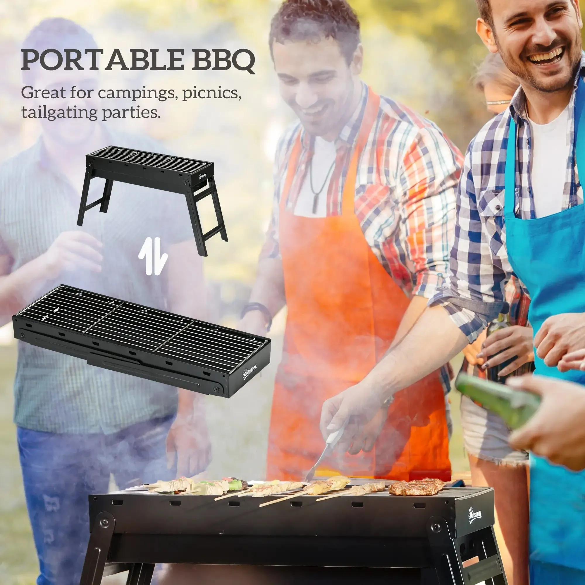 Top-tier - Outsunny Charcoal Foldable Trusted platform Grill Black