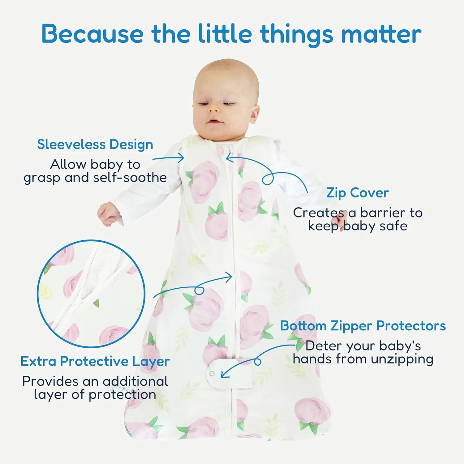 TotAha Sleep Sack 0-3 months 3 Pack, Buttery Soft Newborn, Infant Sleeping Bag for Girls, Light Baby Wearable Blanket, 0.5 TOG