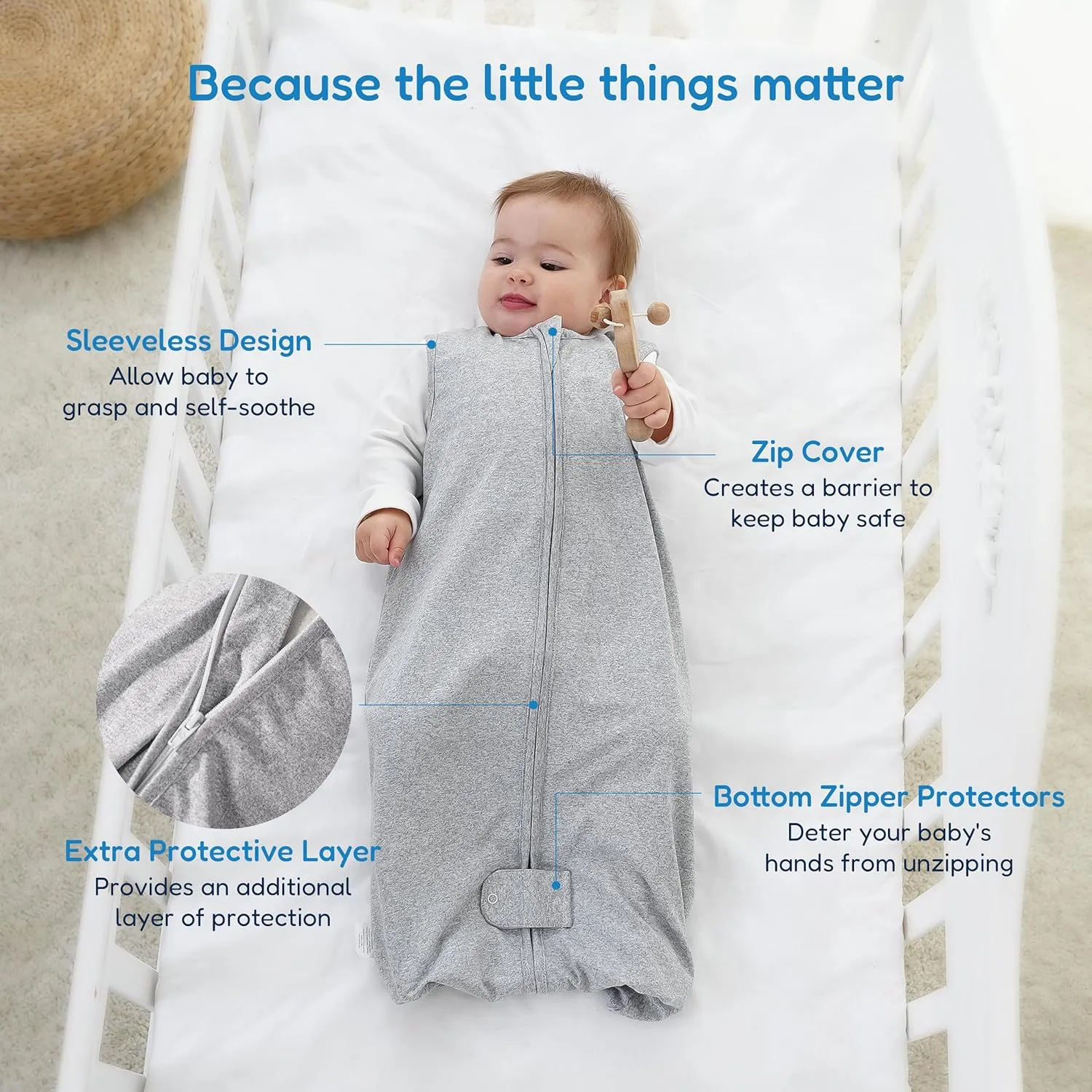TotAha Sleep Sack 6-12 months, Buttery Soft Swaddle Transition Wearable Blanket Baby Sleeping Bag for Girl Boy,3 Pack 0.5 TOG