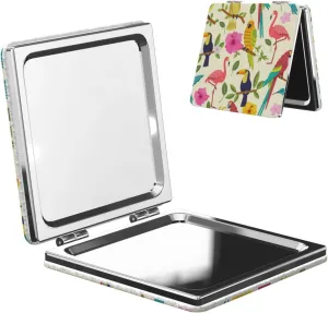Toucan Macaw Flamingo Tropical Bird Mini Makeup Mirror Portable Pocket Cosmetic Mirror Folding Compact Mirror