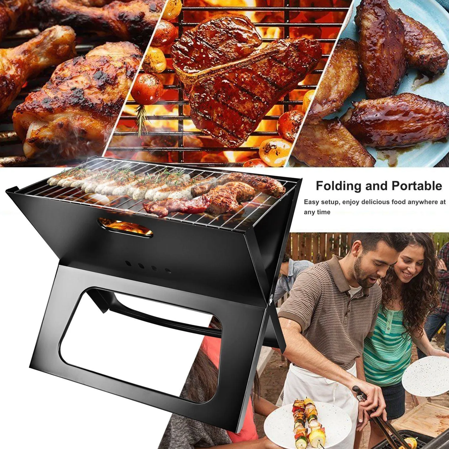 Travel Barbecue for Outdoor Backyard RV Travel Full assortment BBQ BBQ Garden Grill Camping Portable Camping Foldable Picnic Intuitive Grill