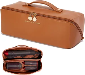 Travel Case Compatible with Dyson Airwrap Styler, Portable Supersonic Hair Dryer Travel Storage Bag, Waterproof Carrying Case Organizer for Shark Flexstyle and Attachments (Brown)