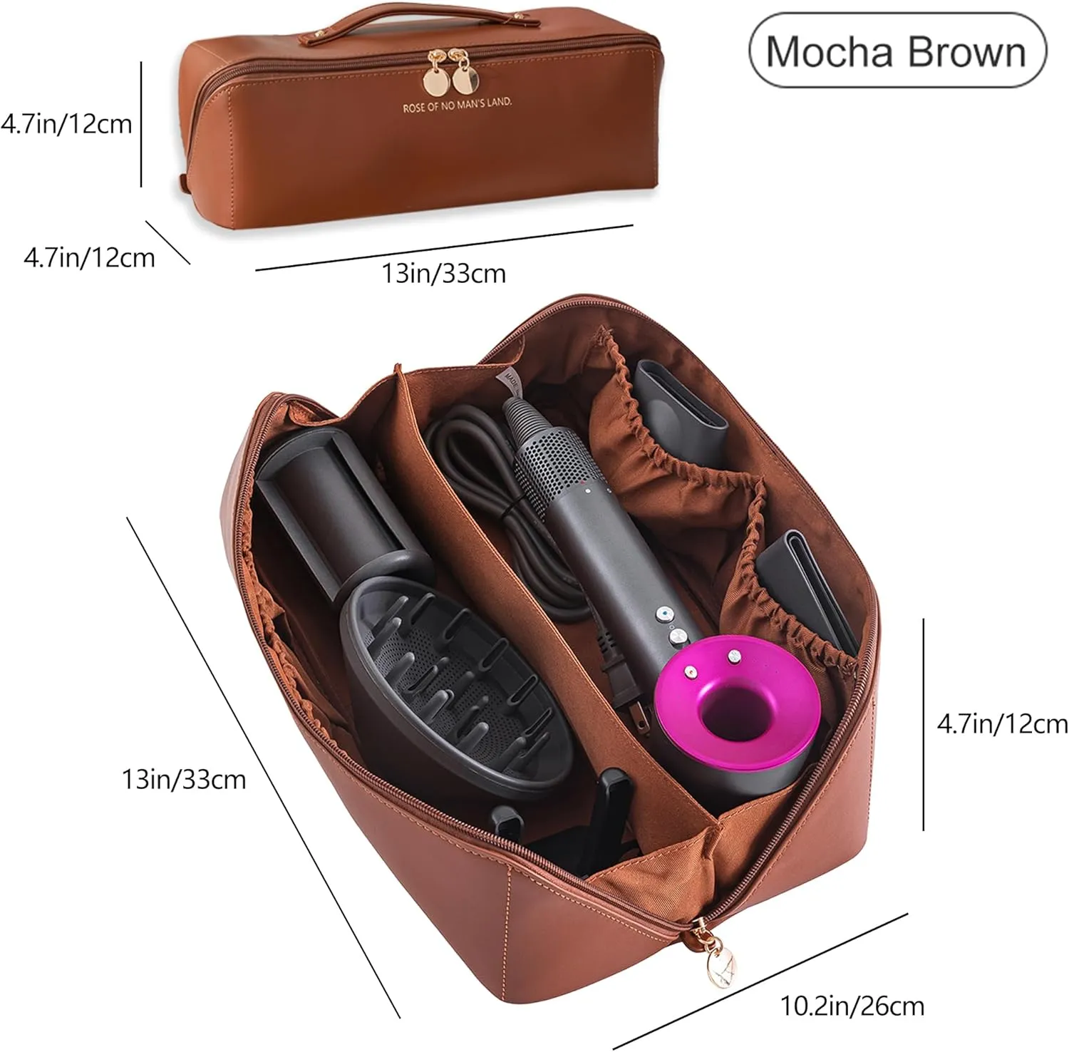 Travel Case Compatible with Dyson Airwrap Styler, Portable Supersonic Hair Dryer Travel Storage Bag, Waterproof Carrying Case Organizer for Shark Flexstyle and Attachments (Brown)