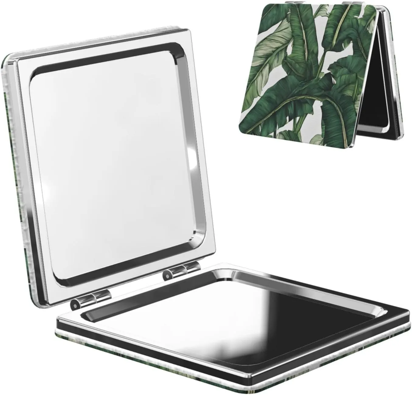 Tropical Banana Palm Leaves Portable Pocket Cosmetic Mirror-Compact and Light, It is A Necessary Thing to Go Out for Beauty and Makeup