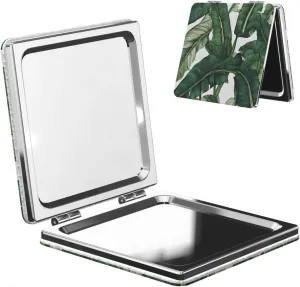Tropical Banana Palm Leaves Portable Pocket Cosmetic Mirror-Compact and Light, It is A Necessary Thing to Go Out for Beauty and Makeup