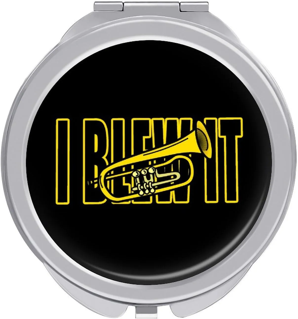 Trumpet I Blew It Travel Makeup Mirror 2-Sided 1x 2X Magnification Portable Mini Mirror for Handbag Purse Pocket