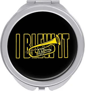 Trumpet I Blew It Travel Makeup Mirror 2-Sided 1x 2X Magnification Portable Mini Mirror for Handbag Purse Pocket