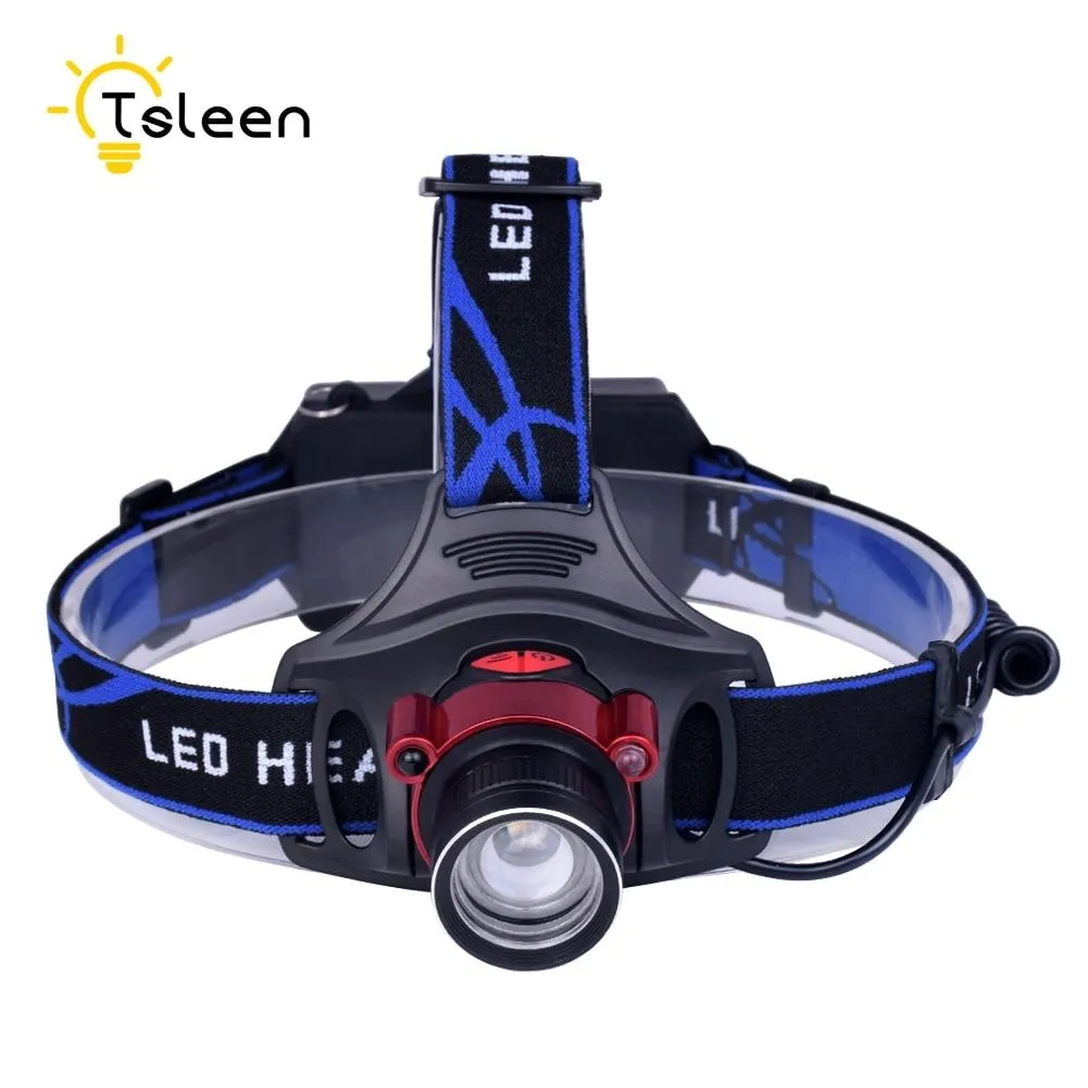 TSLEEN 1PC COB LED Headlamp LED Head Torch Flashlight Waterproof Outdoors Lanterna With Headband 2x18650 AA Battery 3 Modes USB