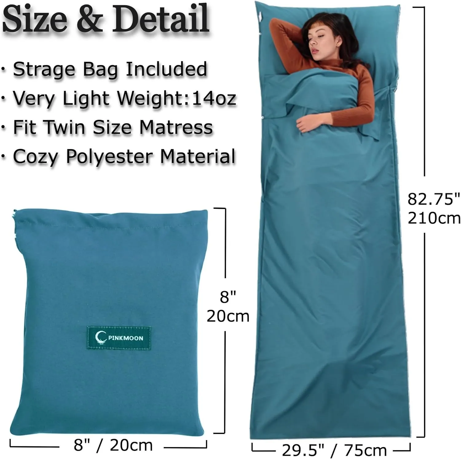 Two KAT Packable Ultralight Travel Sleeping Bag Liner, Lightweight Portable Compact Sleep Sack Sheet for Outdoor Camping Hiking Picnic Hotel