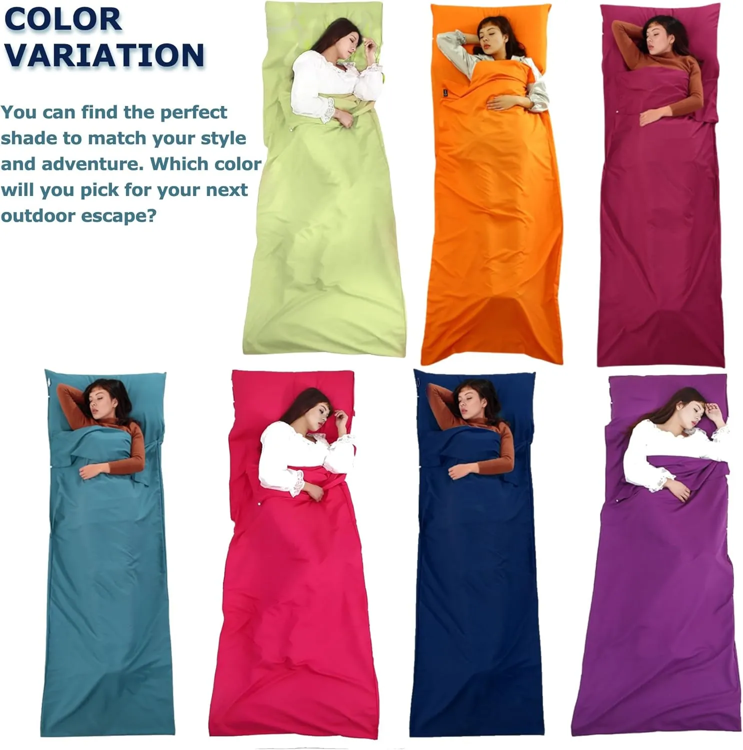 Two KAT Packable Ultralight Travel Sleeping Bag Liner, Lightweight Portable Compact Sleep Sack Sheet for Outdoor Camping Hiking Picnic Hotel