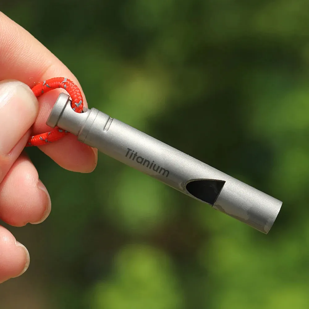 Ultralight Titanium Camping Whistle - Emergency Whistle with Cord for Survival, Hiking, and Exploring