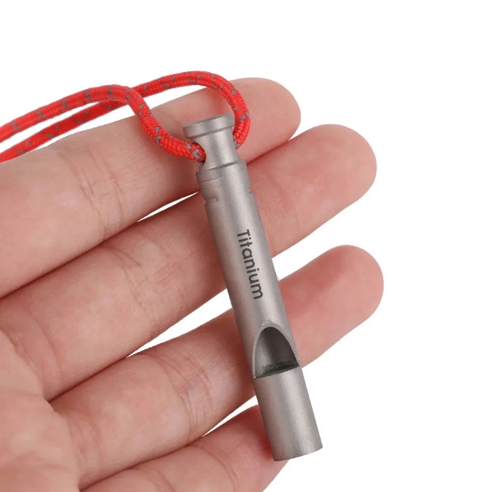 Ultralight Titanium Camping Whistle - Emergency Whistle with Cord for Survival, Hiking, and Exploring