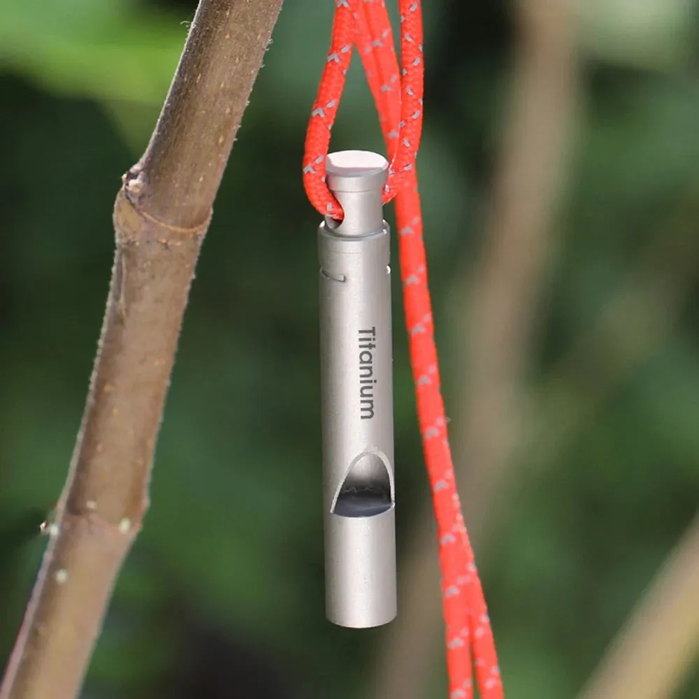Ultralight Titanium Camping Whistle - Emergency Whistle with Cord for Survival, Hiking, and Exploring